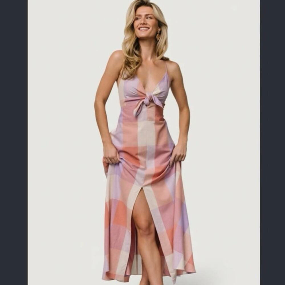 Baltic Born Ally maxi dress halter top lavender coral coquette party